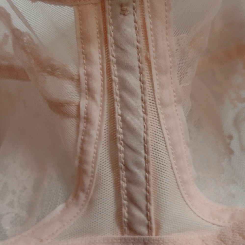 Vintage 1940s French Scandale Brayette Peach Lace Bullet Bra 34B Cup - Picture 6 of 11